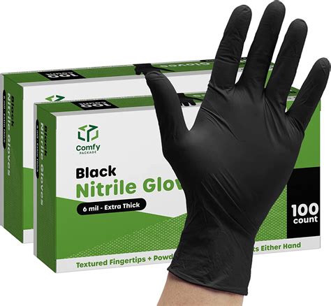 Comfy Package Black Disposable Nitrile Gloves for Food Prep Latex Free ...