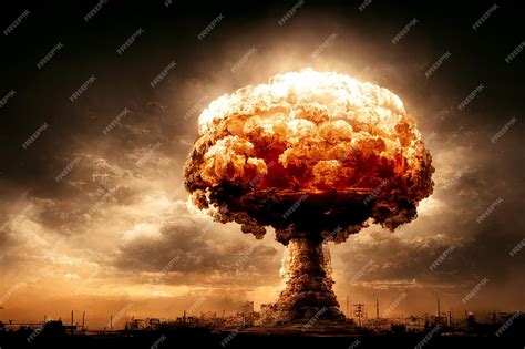 Premium Photo | Nuclear mushroom huge bomb explosion in city 3d artwork ...