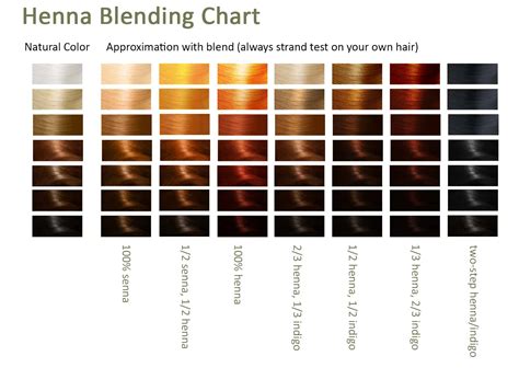 Henna Color Chart For Hair Color Chart For Hair Dye. Tints. Hair Color