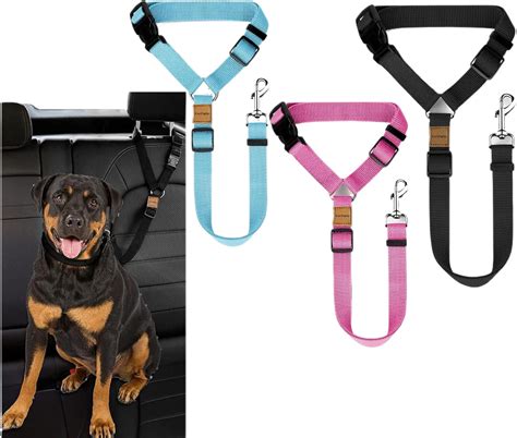 Amazon.com : 3 Pack Dog Seat Belt for Car, Car Headrest Restraint ...
