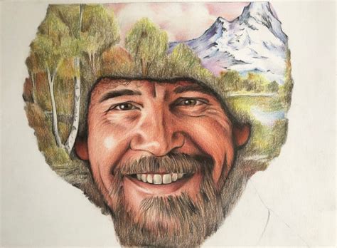 Bob Ross Pencil Drawing . A4 Original Fan-art - Etsy India
