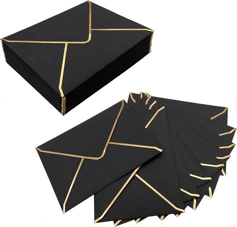 50 PCS A7 Luxury Invitation Envelopes, 5x7 Black Envelopes for Cards ...