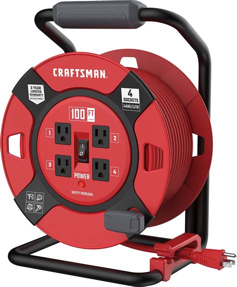 GREATIDE Heavy Duty Extension Cord Storage Reel with 4Grounded Outlets ...