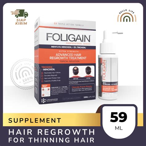 Jual FOLIGAIN ADVANCED MINOXIDIL & TRIOXIDIL FOR THINNING HAIR ...