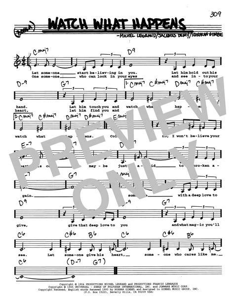 Watch What Happens (Low Voice) by Norman Gimbel Sheet Music for Real ...