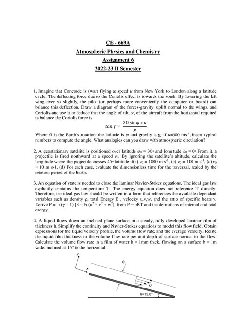 Assignment 6 CE 669A 22-23 - CE - 669A Atmospheric Physics and ...