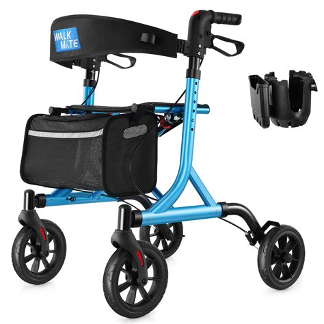Buy WALK MATERollator Walkers with Seat Back Support for Seniors Adults, 8 Inch Wheels Rollator ...