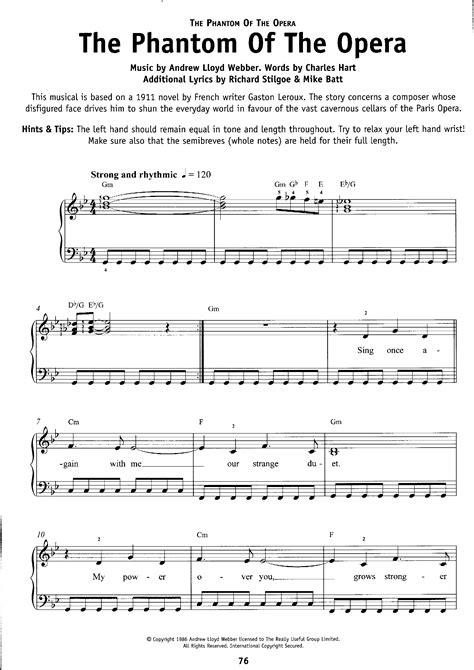 Partition Comédie Musicale Partition Piano Solos - The Phantom Of The ...