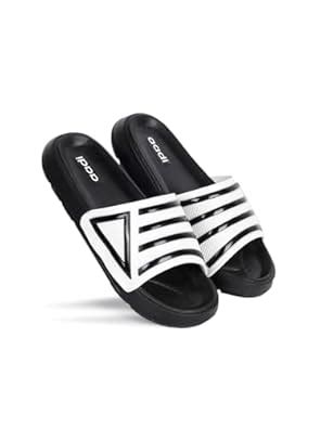 AADI Men's White & Black Synthetic Leather Daily Use Casual Sliders ...