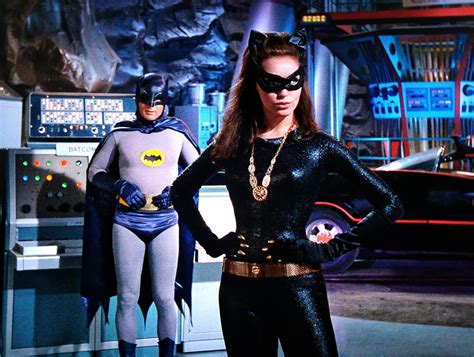 Adam West (Batman) and Julie Newmar (Catwoman) in the “Batman” episode ...