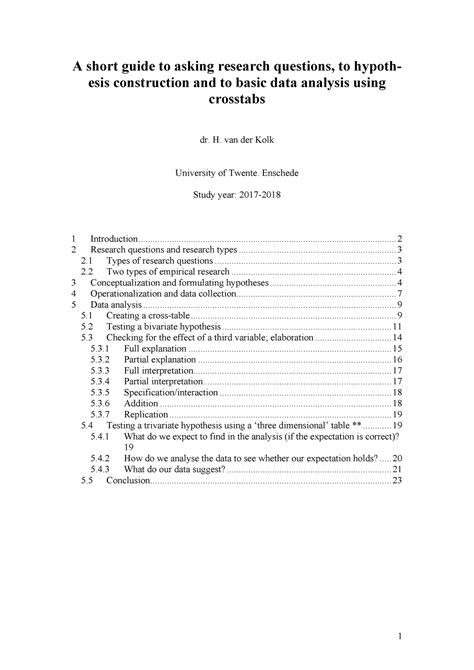 IRM Short guide - A short guide to asking research questions, to hypoth ...