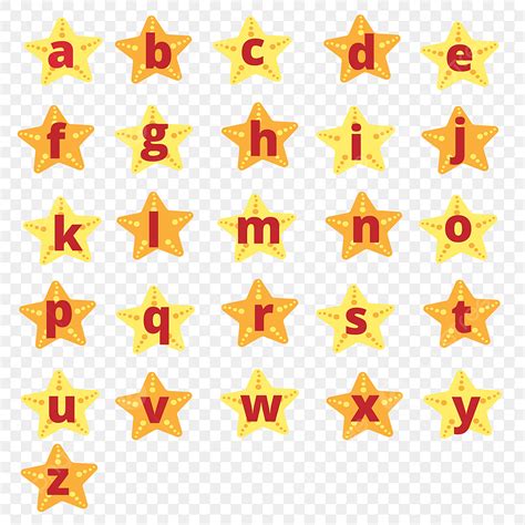 Alphabets Cute Vector Art PNG, Lower Case Alphabet With Cute Star Fish ...