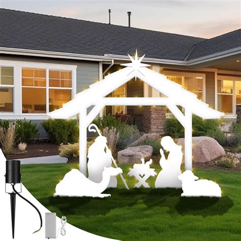 Zonon 5.4 ft Outdoor Nativity Scene for Yard with LED Lights and ...