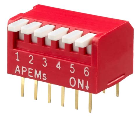 DPL06V APEM | Apem 6 Way Through Hole Piano Dip Switch SPST, Piano ...