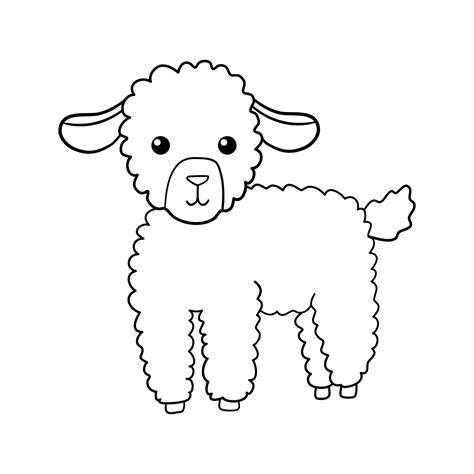 Cute outline lamb. Hand drawn illustration isolated on white background ...