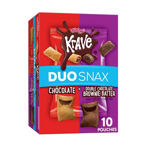 Kellogg's Krave Duo Snax Chocolate and Double Chocolate Brownie Batter ...
