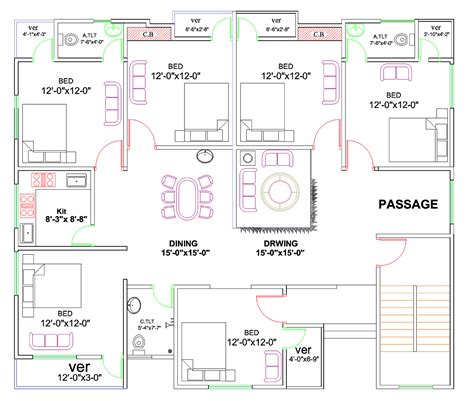Village House Plan | 2000 SQ FT - First Floor Plan - House Plans and ...
