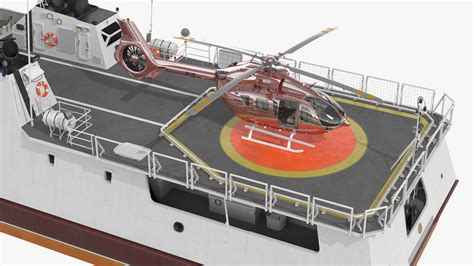 Coast Guard Ship with Helicopter Rigged 3D model | 3D Molier International