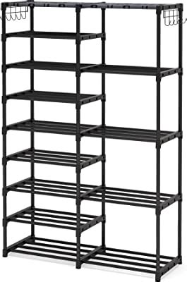 SONGMICS Large 10-Shelf Shoe Rack, Iron Shoe Storage Organizer ...