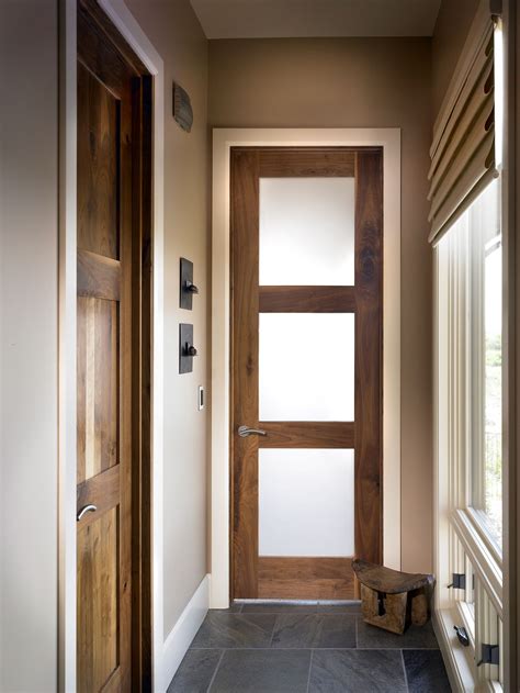 Meacham Entry Door (Interior) (Square Top Rail, 3-Lite, Walnut, Clear ...