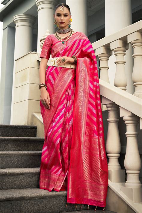 Buy Pink Woven Silk Saree zb133524 | Saree Buta