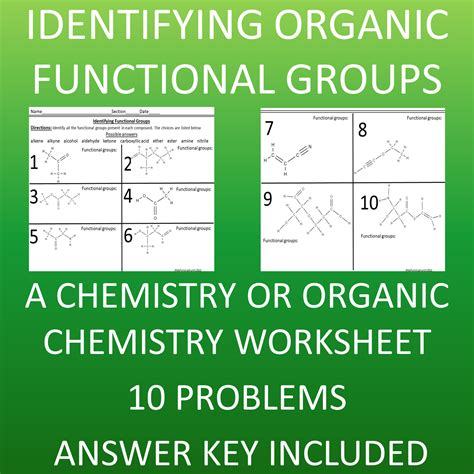 Identifying Organic Functional groups: A Chemistry Worksheet | Made By ...