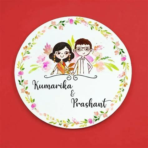 Forever Couple - Hand-painted Customized Name Plate - Round – Housenama