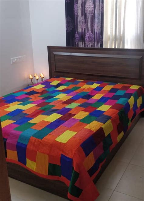 Get Colourblocked Tile Patch Bed Spread at ₹ 5500 | LBB Shop