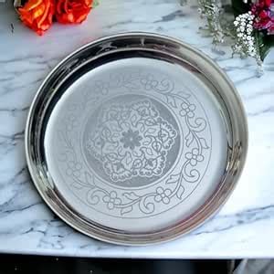 Sigaram German Silver 9 Inch Floral Designed Pooja Plate for Home ...