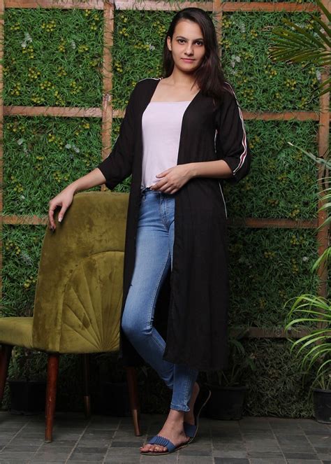 Get Side Tape Black Longline Jacket at ₹ 1099 | LBB Shop