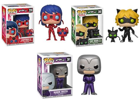 Buy FunkoPOP Miraculous: Miraculous Ladybug + Cat Noir + Hawk Moth ...