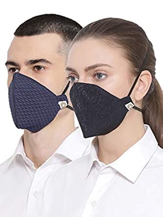 VASTRAMAY Unisex 4 -Ply Quilted and Self Embroidered Reusable Anti ...