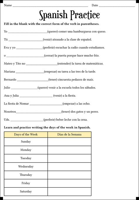 18 A Personal In Spanish Worksheet - Free PDF at worksheeto.com