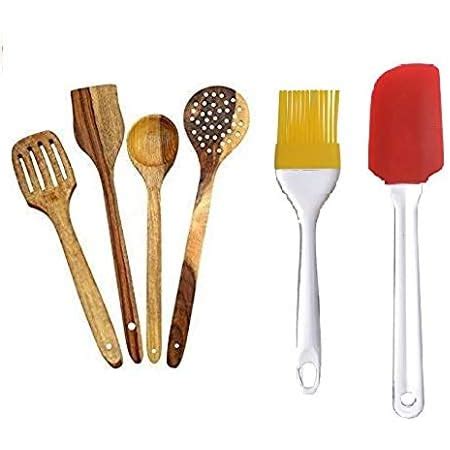 Buy TDS® Non-Toxic & Non-Stick Wooden & Silicon Spatula,Natural Wooden ...