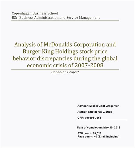 Analysis of McDonalds Corporation and Burger King Holdings stock price ...