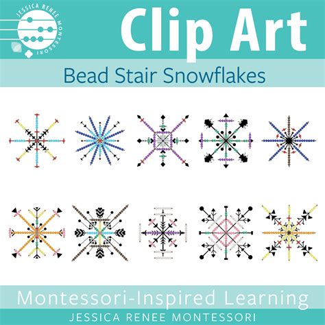 Montessori Math Bead Stair Snowflakes Clip Art | Made By Teachers