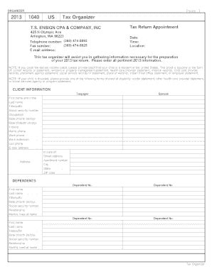Fillable Online Page 1 ORGANIZER 2013 1040 US Tax Organizer T Fax Email ...