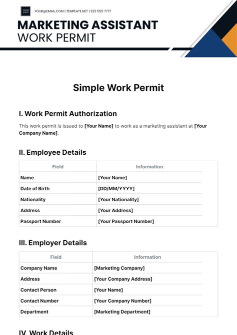 Printable Workers Permit