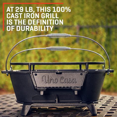 Buy Uno Casa Hibachi Grill - Pre-Seasoned Small Charcoal Grill ...