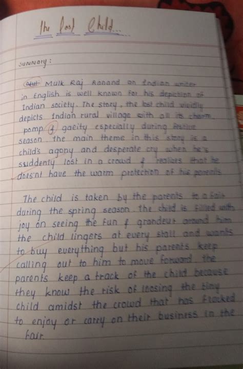 Write the summary of The Lost child by Mulk Raj Anand - Brainly.in