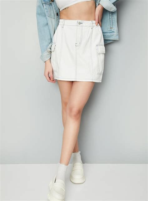 Buy Women Denim Utility Mini Skirt Online at just Rs. 899.0 ...