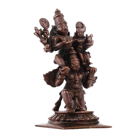 Pure Copper Lord Vishnu and Goddess Lakshmi Seated on Garuda Idol | 5 ...