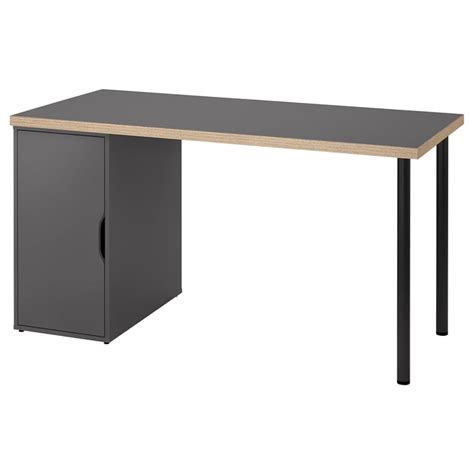 LAGKAPTEN / ALEX desk, grey/wood effect black, 140x60 cm (551/8x235/8 ...