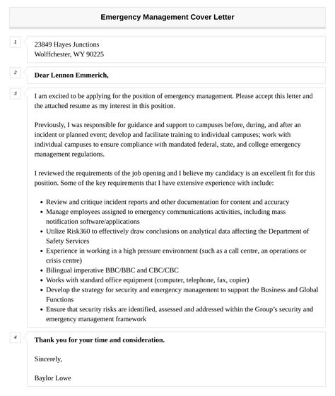 Emergency Management Cover Letter | Velvet Jobs