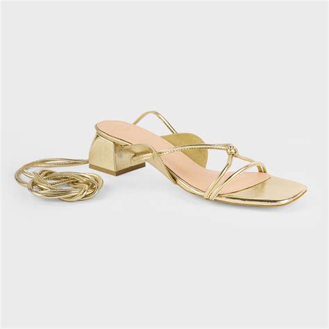 Buy Twenty Dresses by Nykaa Fashion Gold Square Toe Cross Strap Block ...