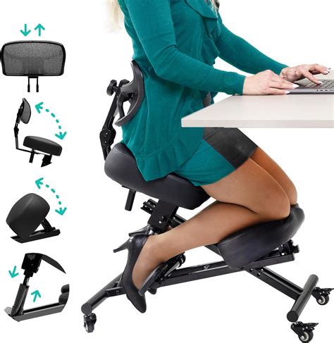 Kneeling Ergonomic Office Chair – Fully Adjustable Desk Chair, Back ...