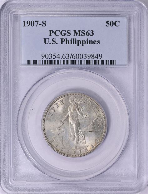 1907-S U.S. Philippines Fifty Centavos PCGS MS-63 (Item 1825694 ...