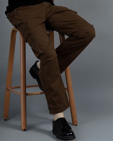 Buy Men's Dark Brown Relaxed Fit Cargo Pants Online in India at Bewakoof