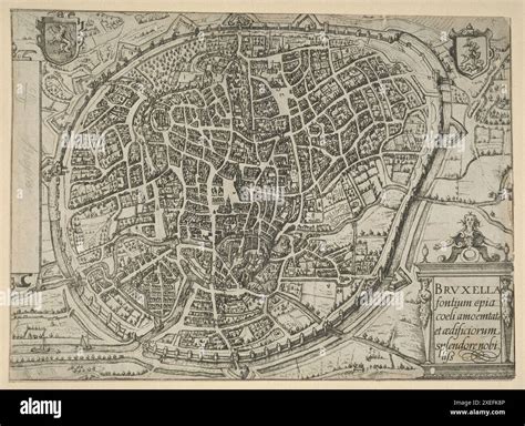 Vintage historical map of Brussels, Belgium circa 1610 Stock Photo - Alamy