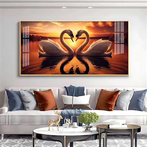 Loving Swan In Sunset Premium Acrylic Horizontal Wall Art - The Next Decor